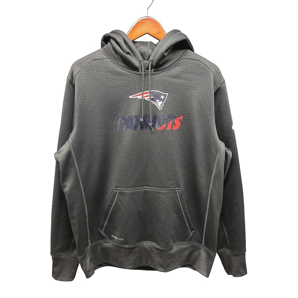 Nike Therma-FIT New England Patriots Hoodie Mens L Gray NFL On Field Pullover